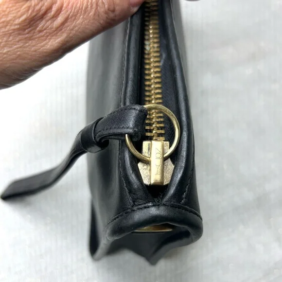 Coach Bonnie Cashin Black Zippered ClutchBag Leather 1970’s Rare EUC - Picture 3 of 13